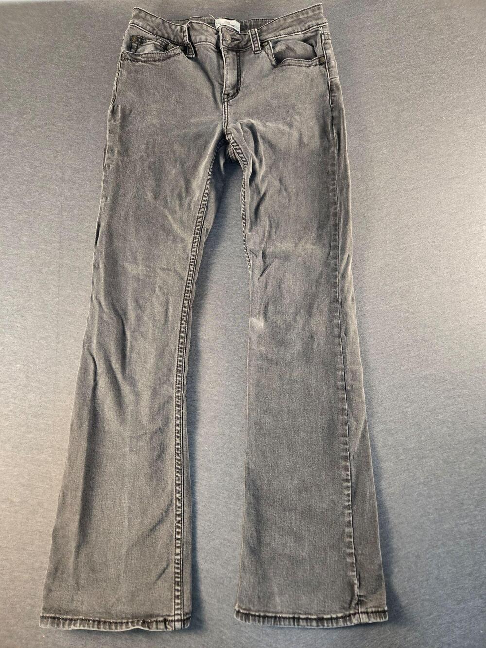 Shyanne Jeans Womens 31 Gray Charcoal Wash Bootcut Stretch Embroidered Denim
